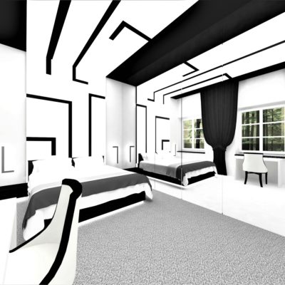 Projekt sypialni w apartamencie - pracownia wkwadrat